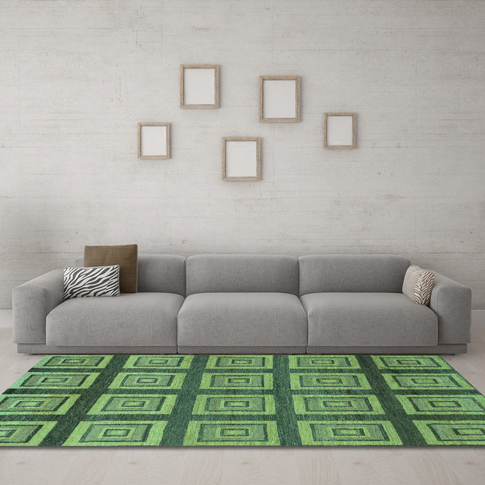 Machine Washable Abstract Turquoise Modern Area Rugs in a Living Room,, wshabs1626turq