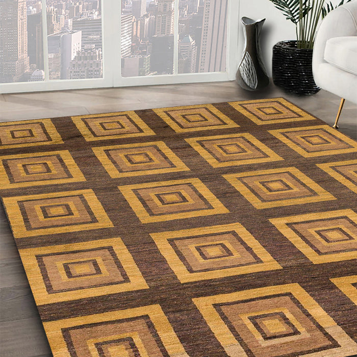Abstract Saddle Brown Modern Rug in Family Room, abs1626