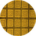 Round Abstract Yellow Modern Rug, abs1626yw