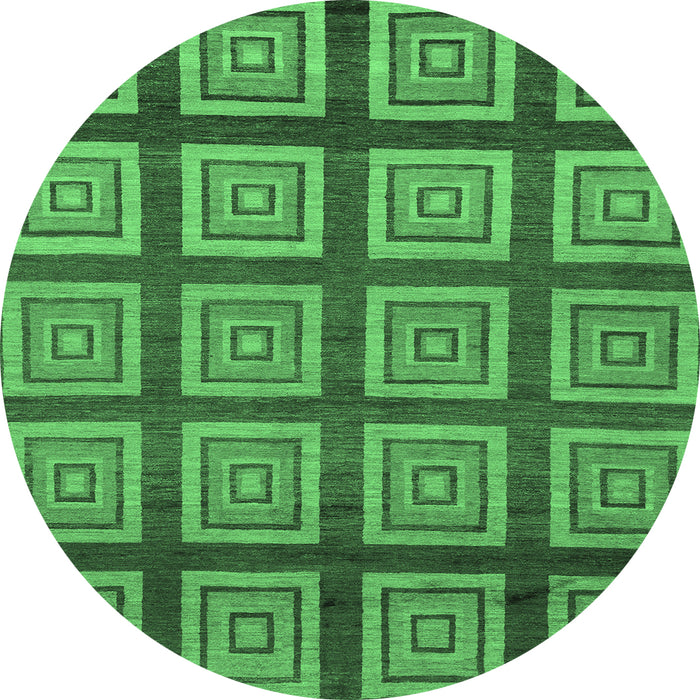 Round Abstract Emerald Green Modern Rug, abs1626emgrn