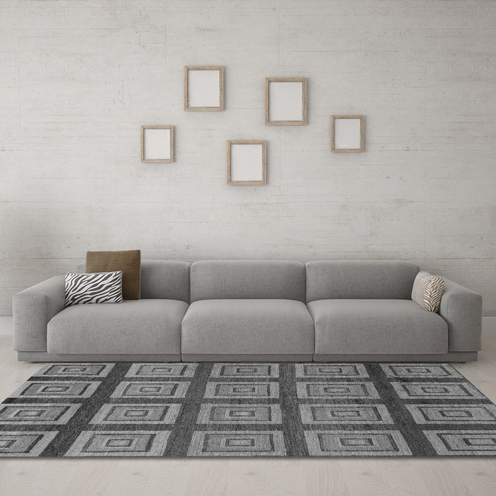 Machine Washable Abstract Gray Modern Rug in a Living Room,, wshabs1626gry