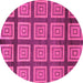 Round Machine Washable Abstract Pink Modern Rug, wshabs1626pnk