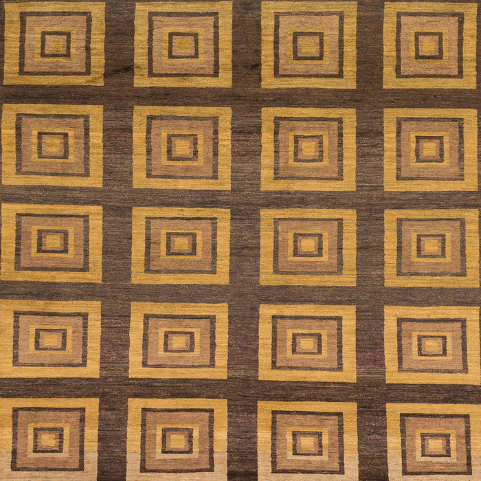 Square Abstract Saddle Brown Modern Rug, abs1626