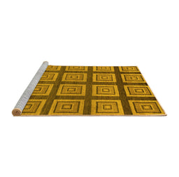 Sideview of Machine Washable Abstract Yellow Modern Rug, wshabs1626yw