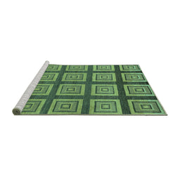 Sideview of Machine Washable Abstract Turquoise Modern Area Rugs, wshabs1626turq