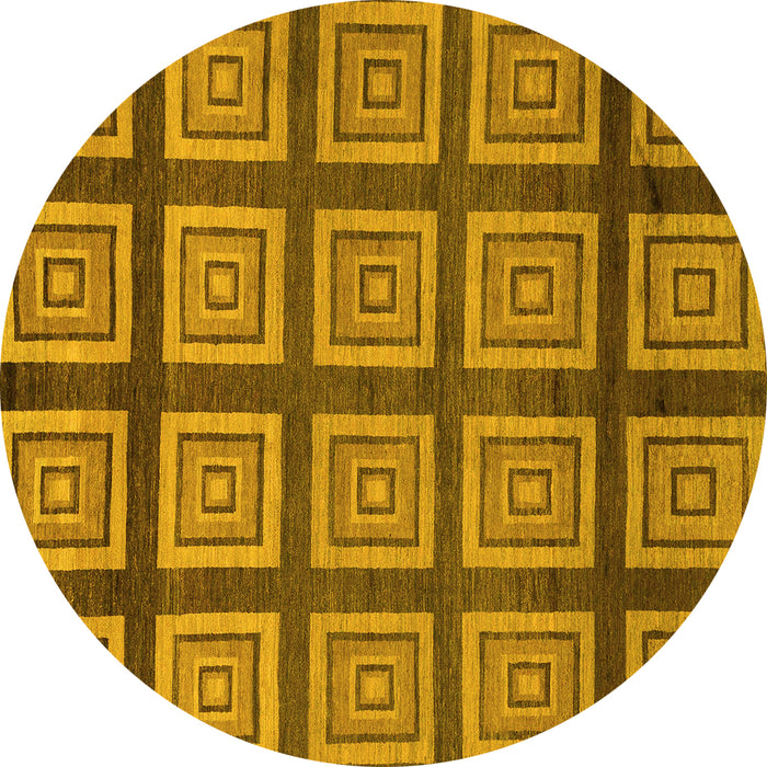 Round Machine Washable Abstract Yellow Modern Rug, wshabs1626yw