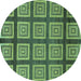 Round Machine Washable Abstract Turquoise Modern Area Rugs, wshabs1626turq