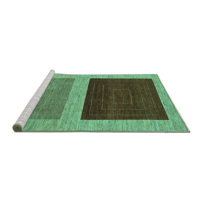 Sideview of Machine Washable Abstract Turquoise Modern Area Rugs, wshabs1627turq