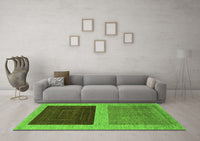 Machine Washable Abstract Green Modern Rug, wshabs1627grn