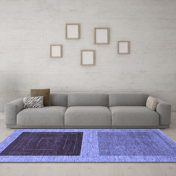 Machine Washable Abstract Blue Modern Rug in a Living Room, wshabs1627blu