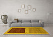 Machine Washable Abstract Yellow Modern Rug in a Living Room, wshabs1627yw