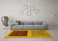 Machine Washable Abstract Yellow Modern Rug, wshabs1627yw