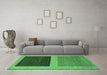 Machine Washable Abstract Emerald Green Modern Area Rugs in a Living Room,, wshabs1627emgrn