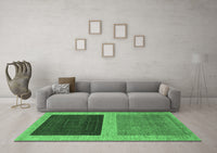 Machine Washable Abstract Emerald Green Modern Rug, wshabs1627emgrn