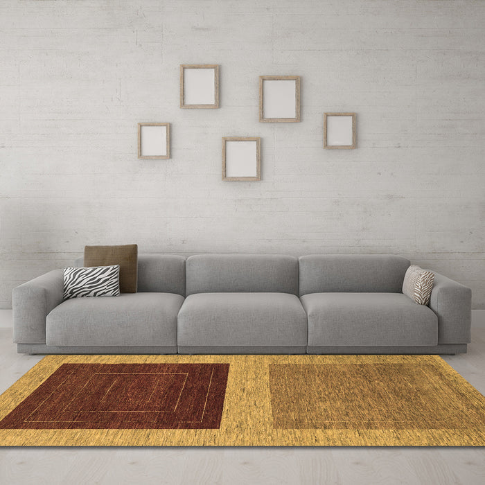 Machine Washable Abstract Brown Modern Rug in a Living Room,, wshabs1627brn