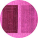 Round Machine Washable Abstract Pink Modern Rug, wshabs1627pnk