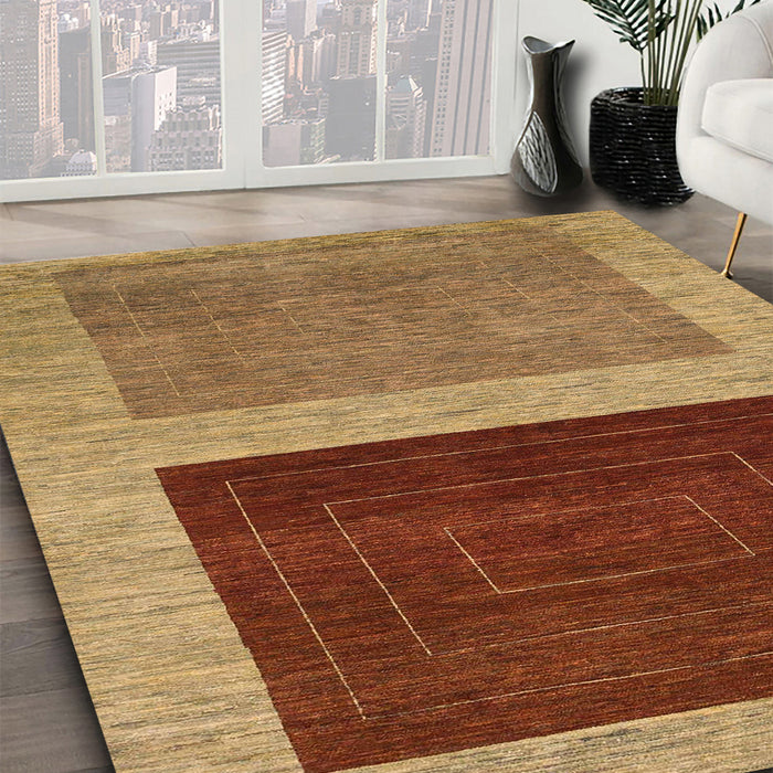 Abstract Gold Modern Rug in Family Room, abs1627
