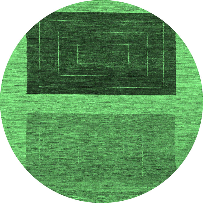Round Abstract Emerald Green Modern Rug, abs1627emgrn
