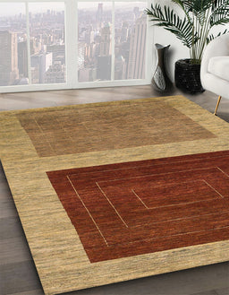 Machine Washable Abstract Gold Rug in a Family Room, wshabs1627