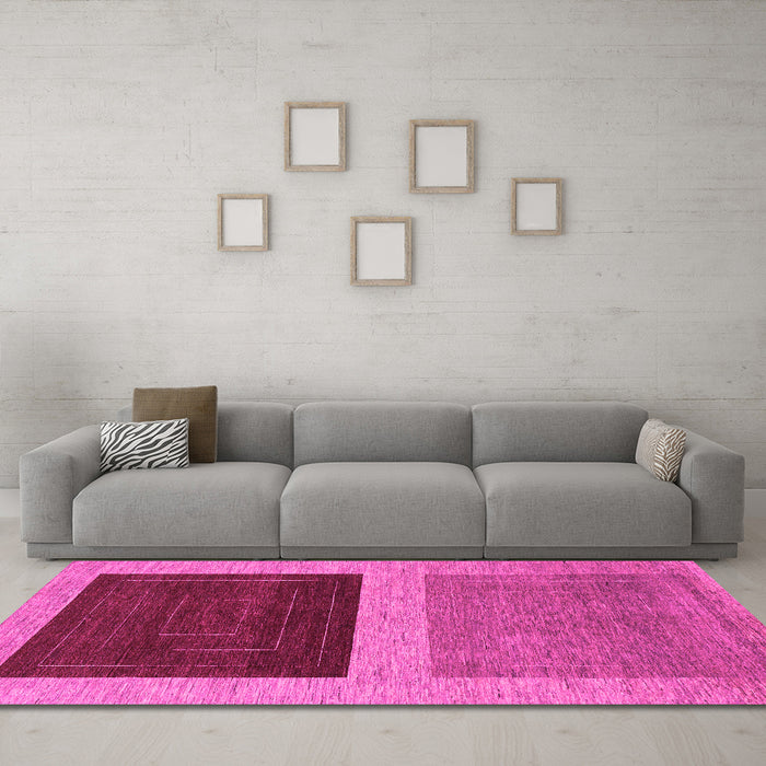 Machine Washable Abstract Pink Modern Rug in a Living Room, wshabs1627pnk