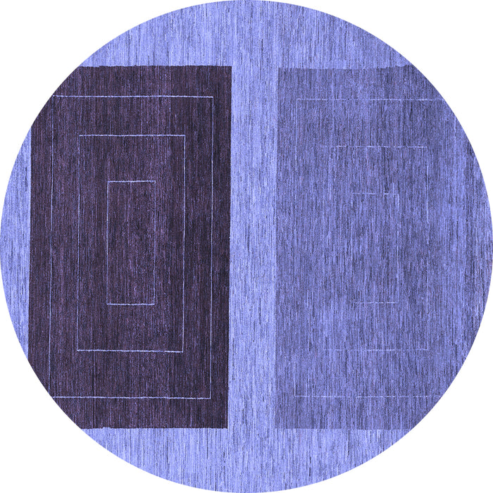 Round Abstract Blue Modern Rug, abs1627blu