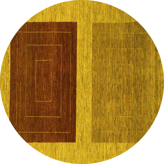 Round Abstract Yellow Modern Rug, abs1627yw