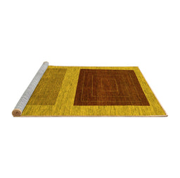 Sideview of Machine Washable Abstract Yellow Modern Rug, wshabs1627yw