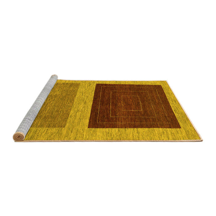 Sideview of Machine Washable Abstract Yellow Modern Rug, wshabs1627yw