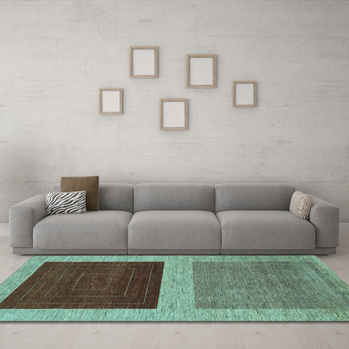 Machine Washable Abstract Light Blue Modern Rug in a Living Room, wshabs1627lblu