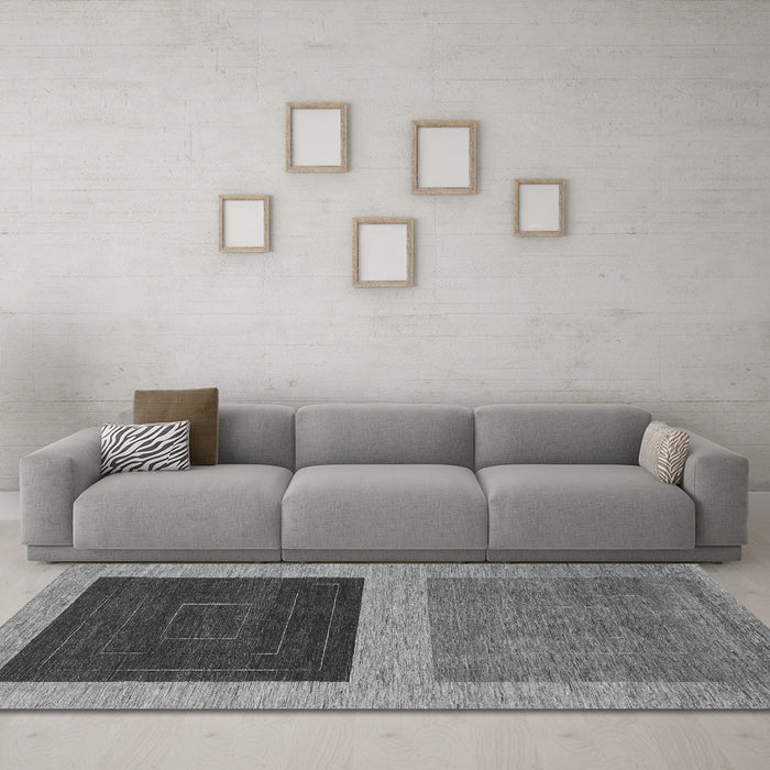 Machine Washable Abstract Gray Modern Rug in a Living Room,, wshabs1627gry