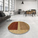 Round Abstract Gold Modern Rug in a Office, abs1627