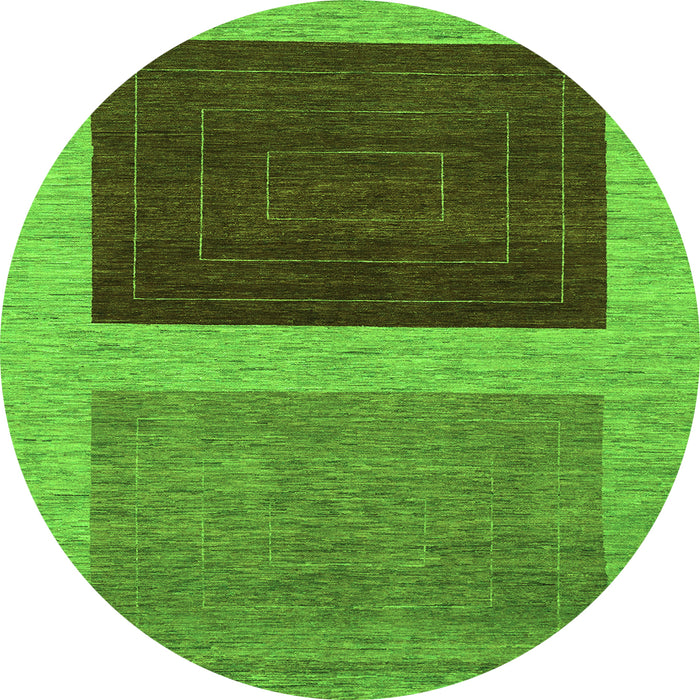 Round Machine Washable Abstract Green Modern Area Rugs, wshabs1627grn