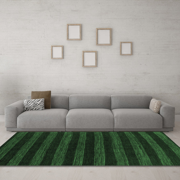 Machine Washable Abstract Emerald Green Modern Area Rugs in a Living Room,, wshabs1628emgrn