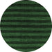 Round Machine Washable Abstract Emerald Green Modern Area Rugs, wshabs1628emgrn