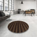 Round Abstract Reddish Brown Modern Rug in a Office, abs1628