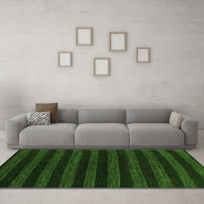Machine Washable Abstract Green Modern Area Rugs in a Living Room,, wshabs1628grn