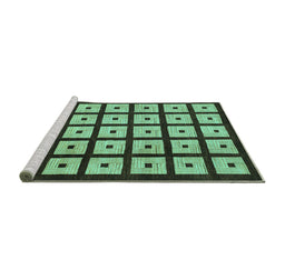 Sideview of Machine Washable Abstract Turquoise Modern Area Rugs, wshabs1629turq