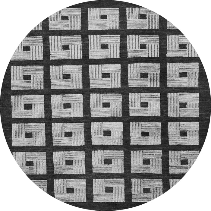 Round Machine Washable Abstract Gray Modern Rug, wshabs1629gry