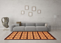 Machine Washable Abstract Orange Modern Rug, wshabs1629org