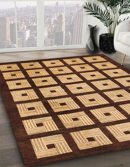 Abstract Orange Modern Rug in Family Room, abs1629