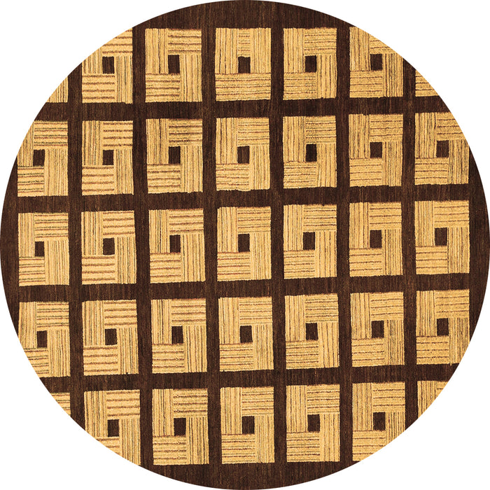 Round Abstract Brown Modern Rug, abs1629brn