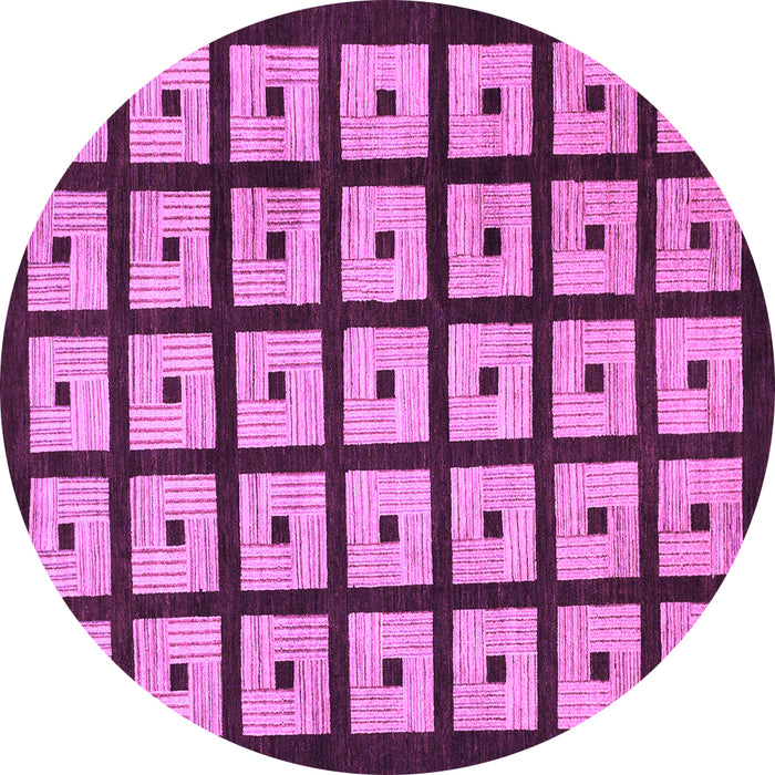 Round Machine Washable Abstract Purple Modern Area Rugs, wshabs1629pur