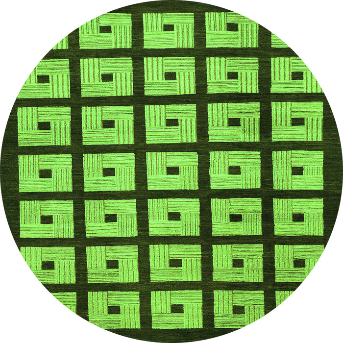 Round Machine Washable Abstract Green Modern Area Rugs, wshabs1629grn