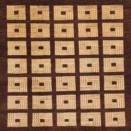 Square Machine Washable Abstract Orange Rug, wshabs1629