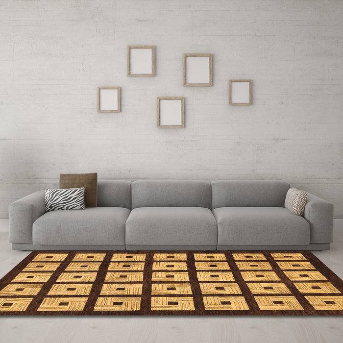 Machine Washable Abstract Brown Modern Rug in a Living Room,, wshabs1629brn