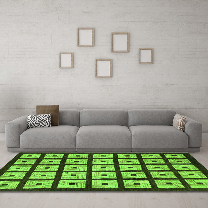 Machine Washable Abstract Green Modern Area Rugs in a Living Room,, wshabs1629grn