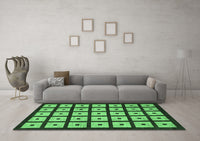 Machine Washable Abstract Emerald Green Modern Rug, wshabs1629emgrn