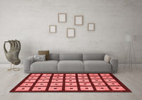 Machine Washable Abstract Red Modern Rug, wshabs1629red