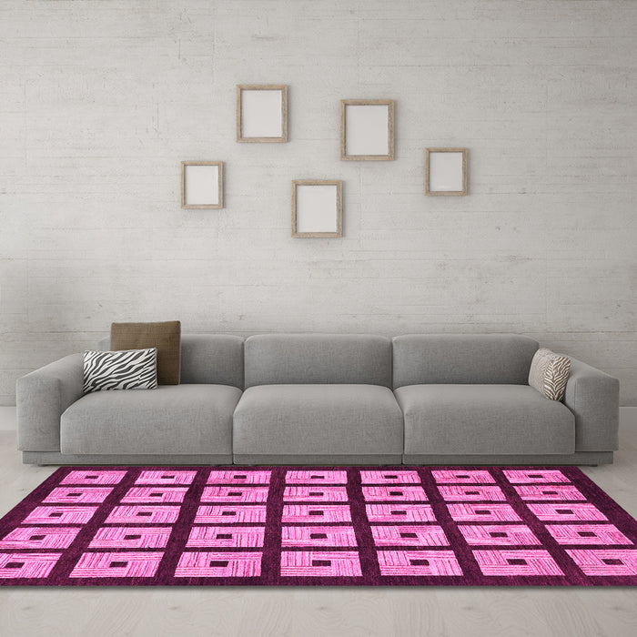 Machine Washable Abstract Pink Modern Rug in a Living Room, wshabs1629pnk