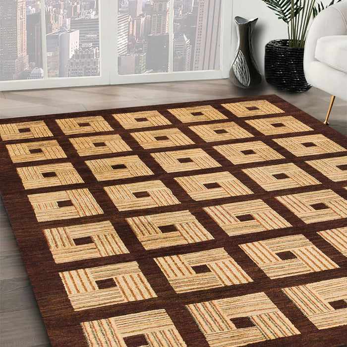 Machine Washable Abstract Orange Rug in a Family Room, wshabs1629